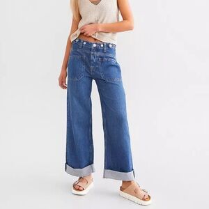 Free People We The Free Wide-Leg Palmer Cuffed Jeans